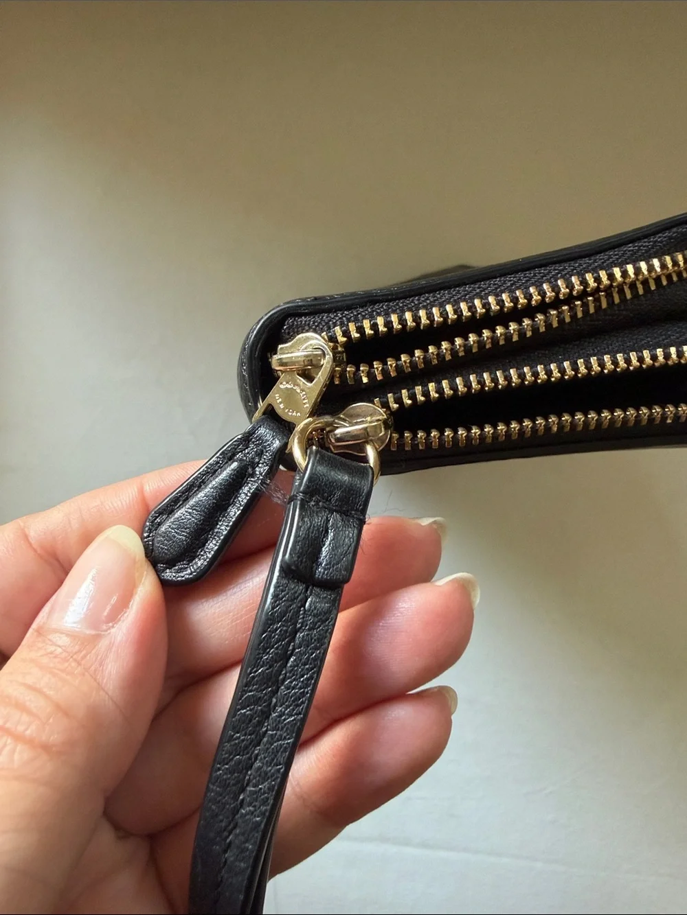 Coach Black Pebbled Leather Wristlet Clutch